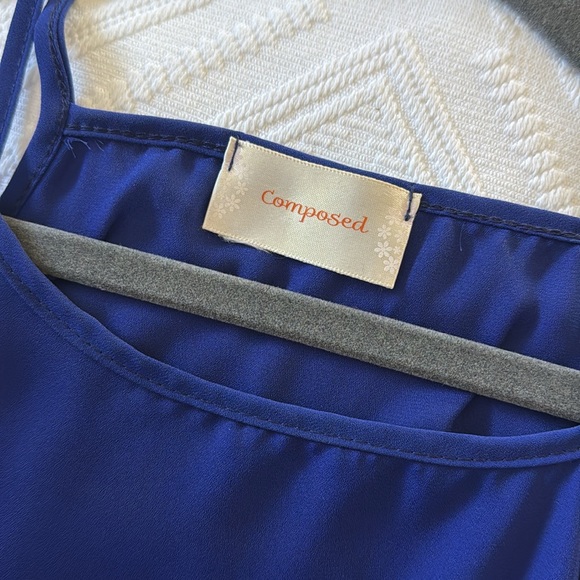 Sheer blue blouse spaghetti strap - Picture 3 of 4